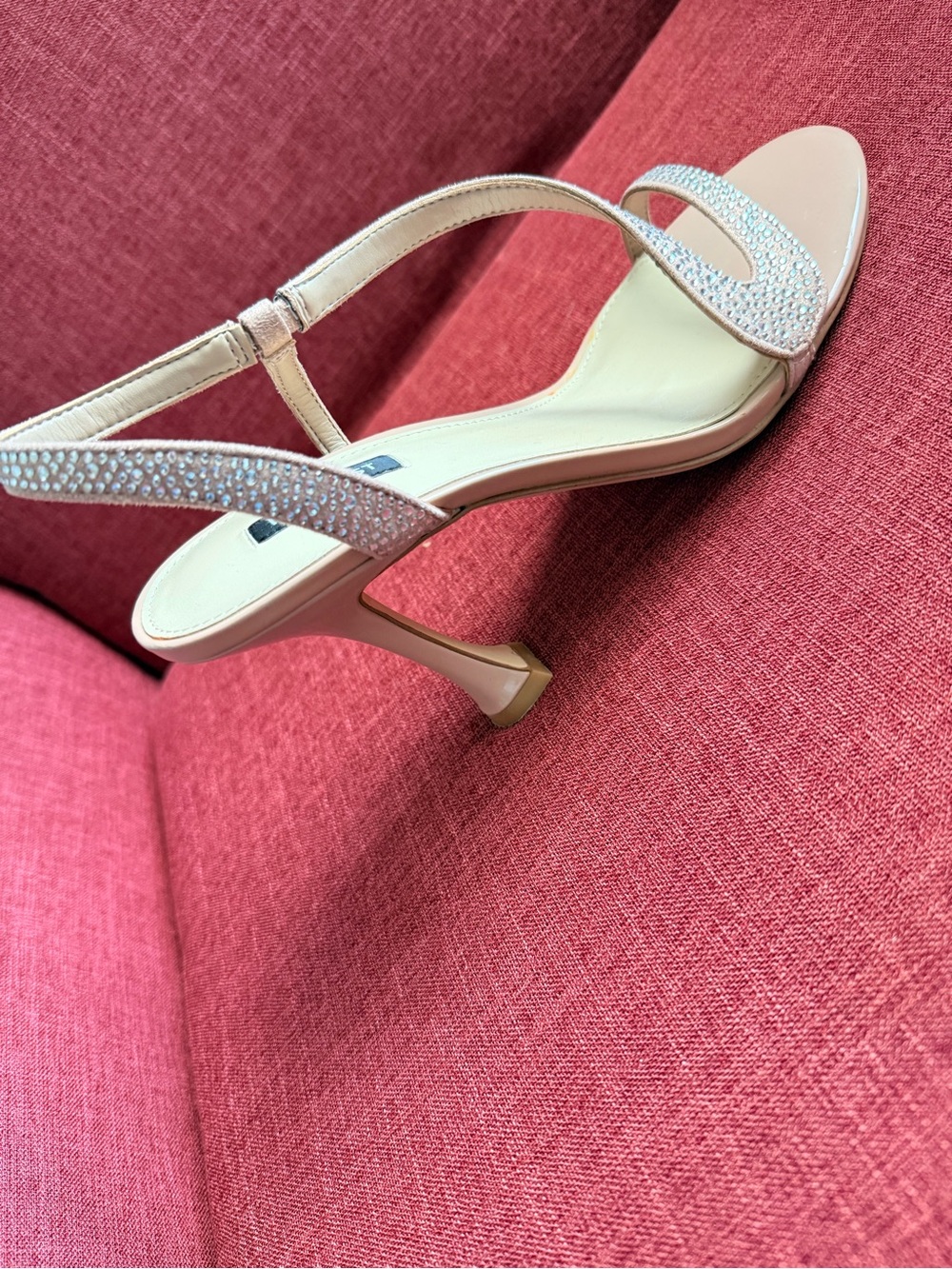 Nine West Embellished Blush/Nude Slingback Heels with Rhinestones Size 10